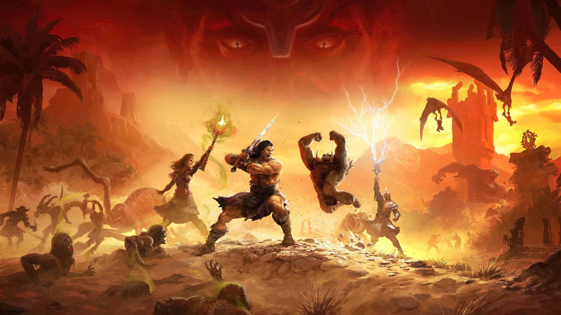 Enthralling Fantasy World - Epic Battle Scene Wallpaper
