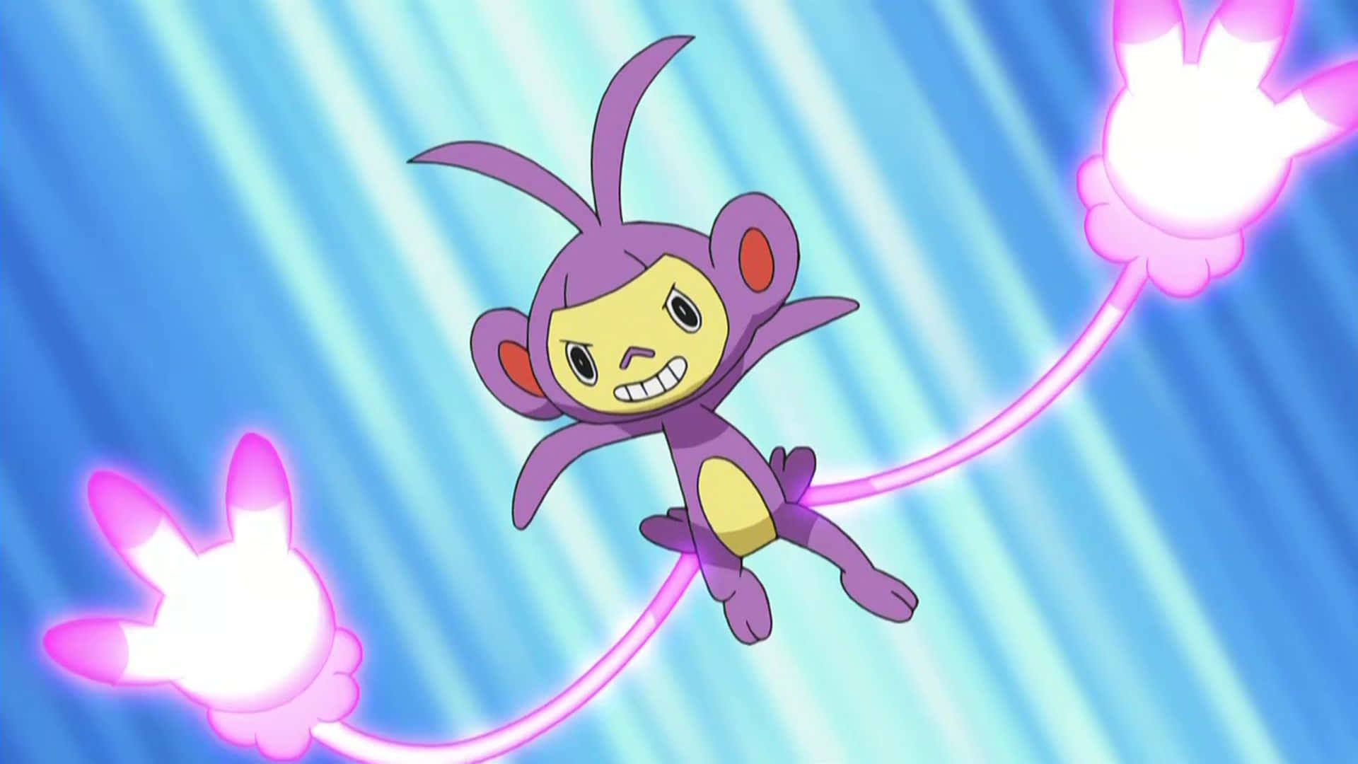 Enthusiastic Aipom Engaging In A Playful Stance Wallpaper