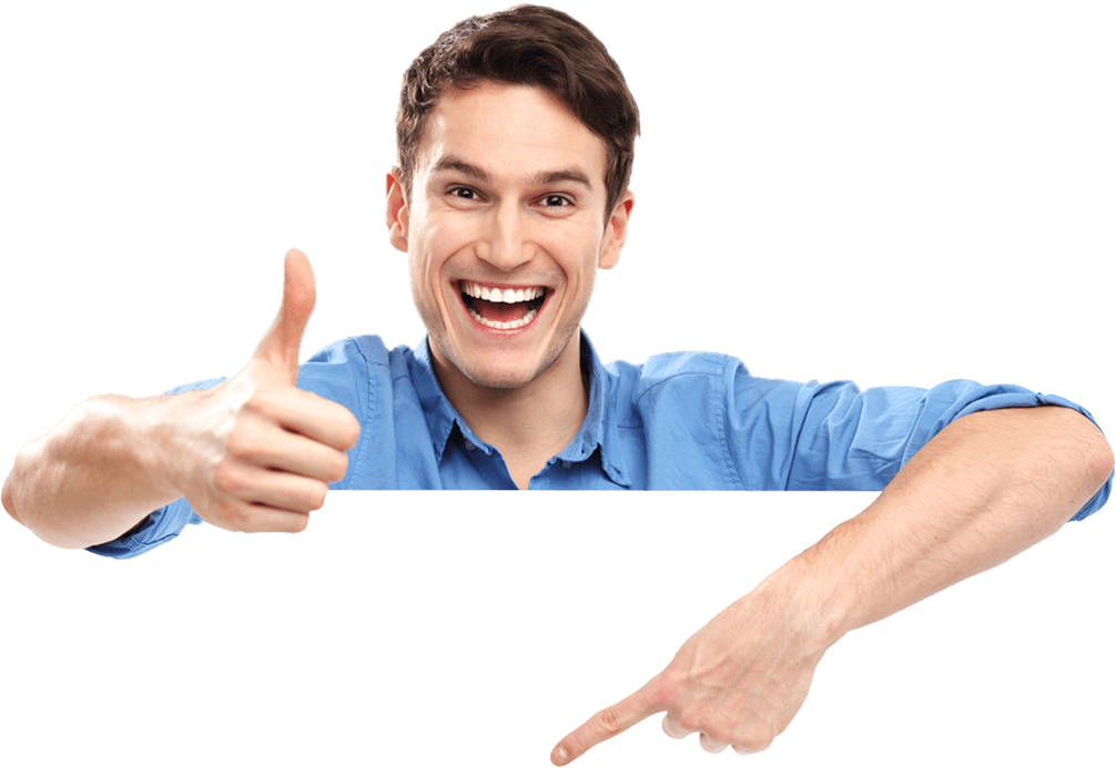 Enthusiastic Man Giving Thumbs Up PNG