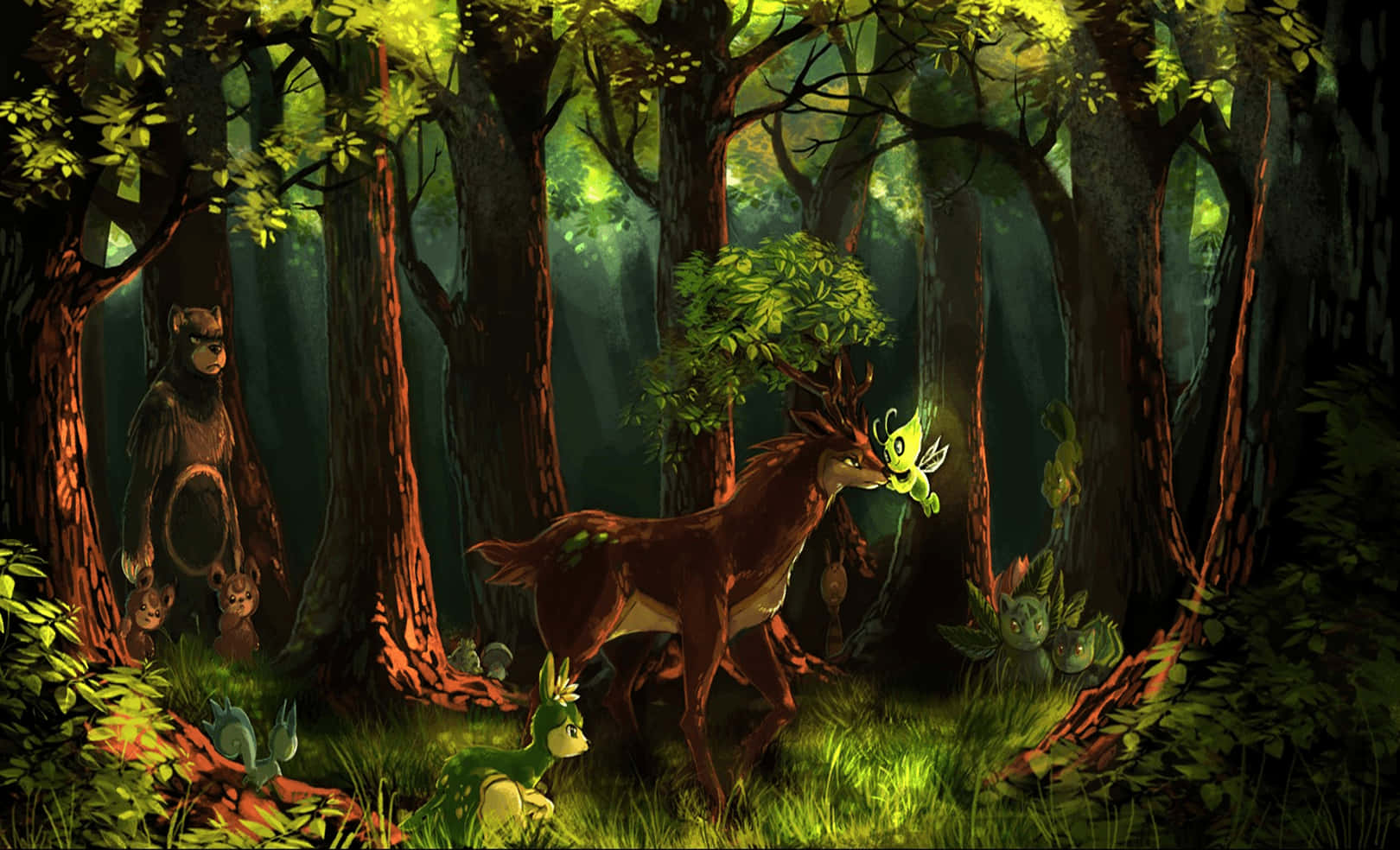 Entrancing Celebi In A Mystical Forest Wallpaper