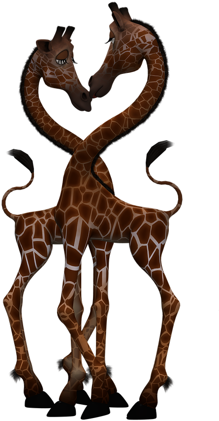 Entwined Giraffes Surreal Art PNG