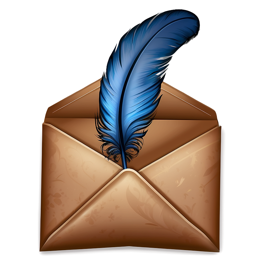 Envelope With Feather Png 05252024 PNG