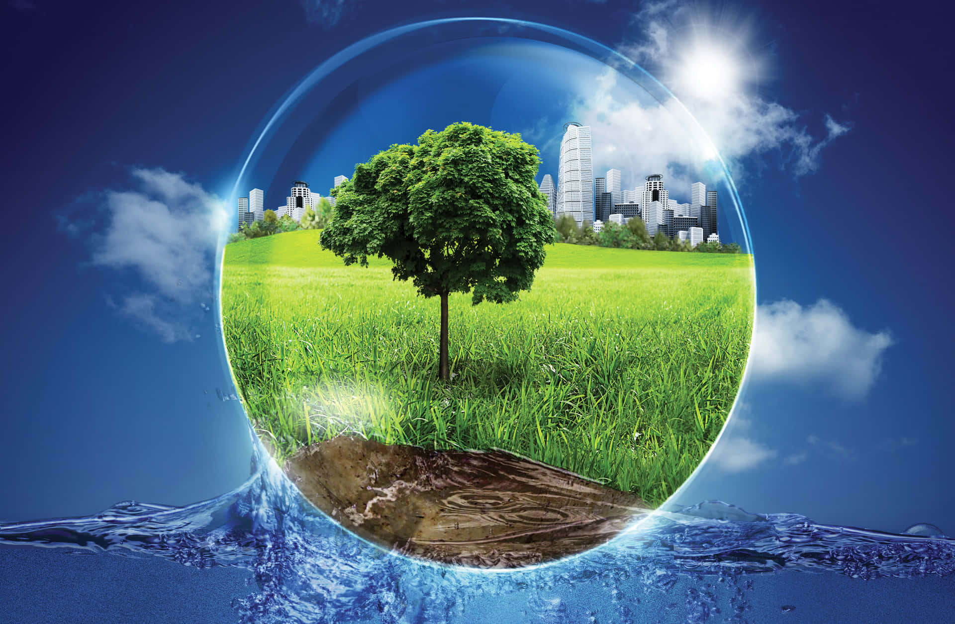 Environmental Harmony Bubble Concept Wallpaper
