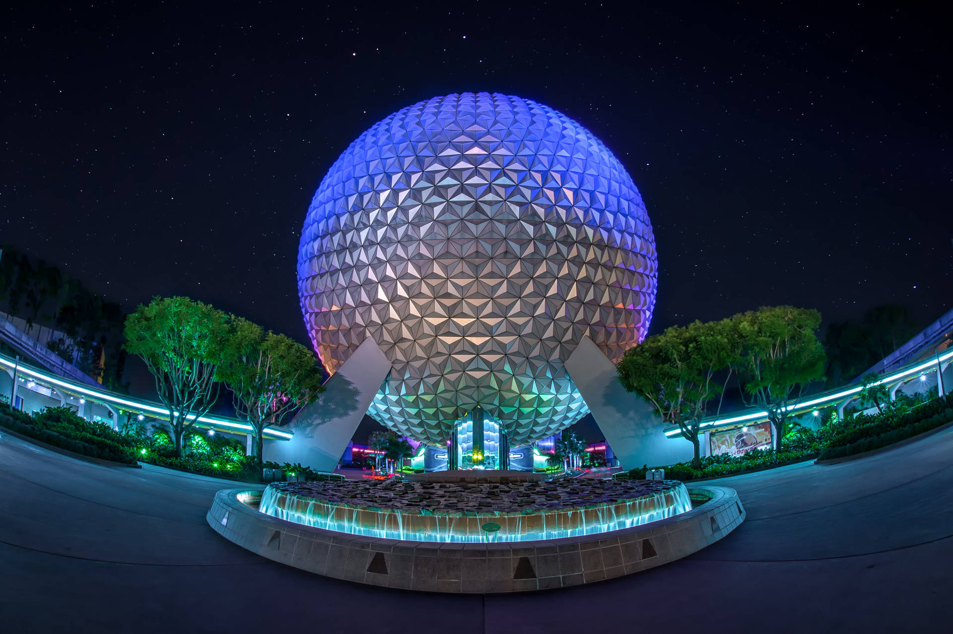 Epcot Globe And Starry Sky Wallpaper