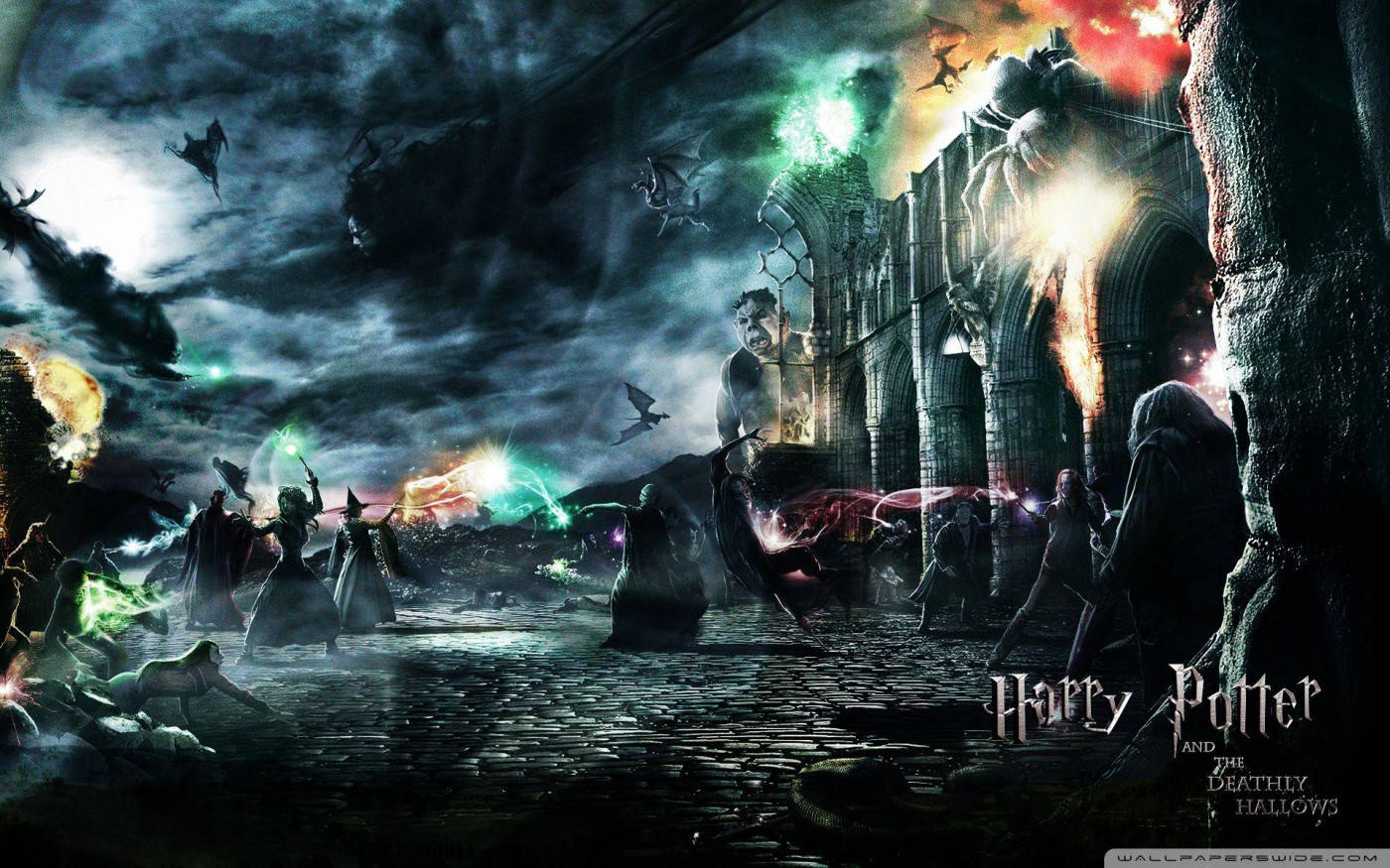 Epic Battle At Hogwarts Harry Potter Ipad Wallpaper