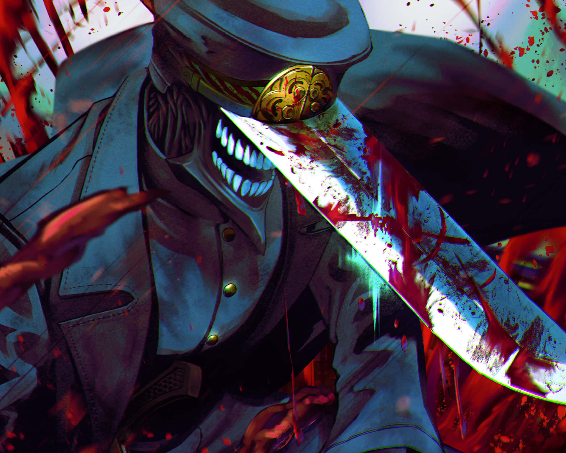 Download Epic Battle Between Chainsaw Man And Katana Man Wallpaper |  Wallpapers.com