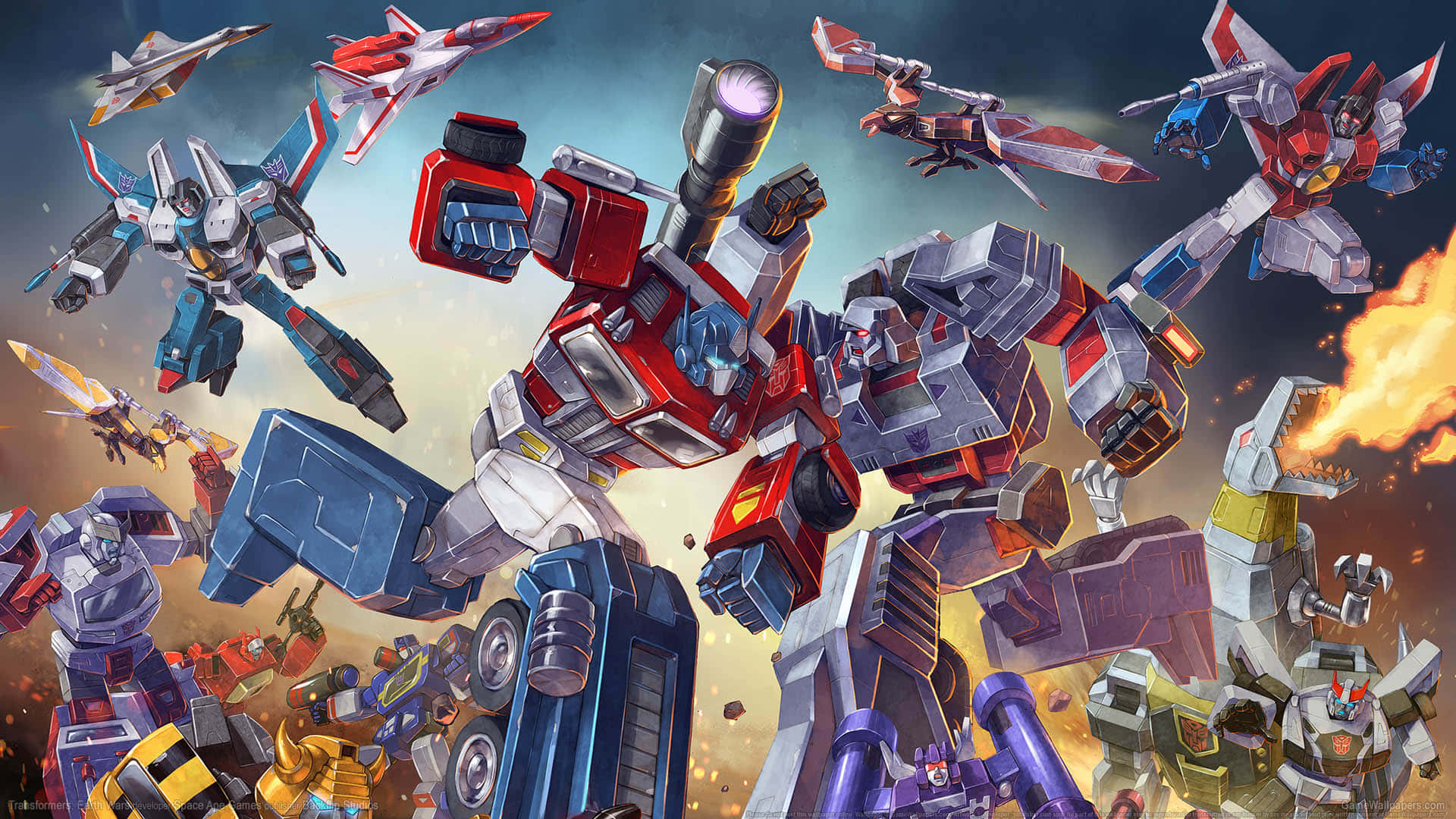 Epic Battle In Beast Wars Transformers Wallpaper