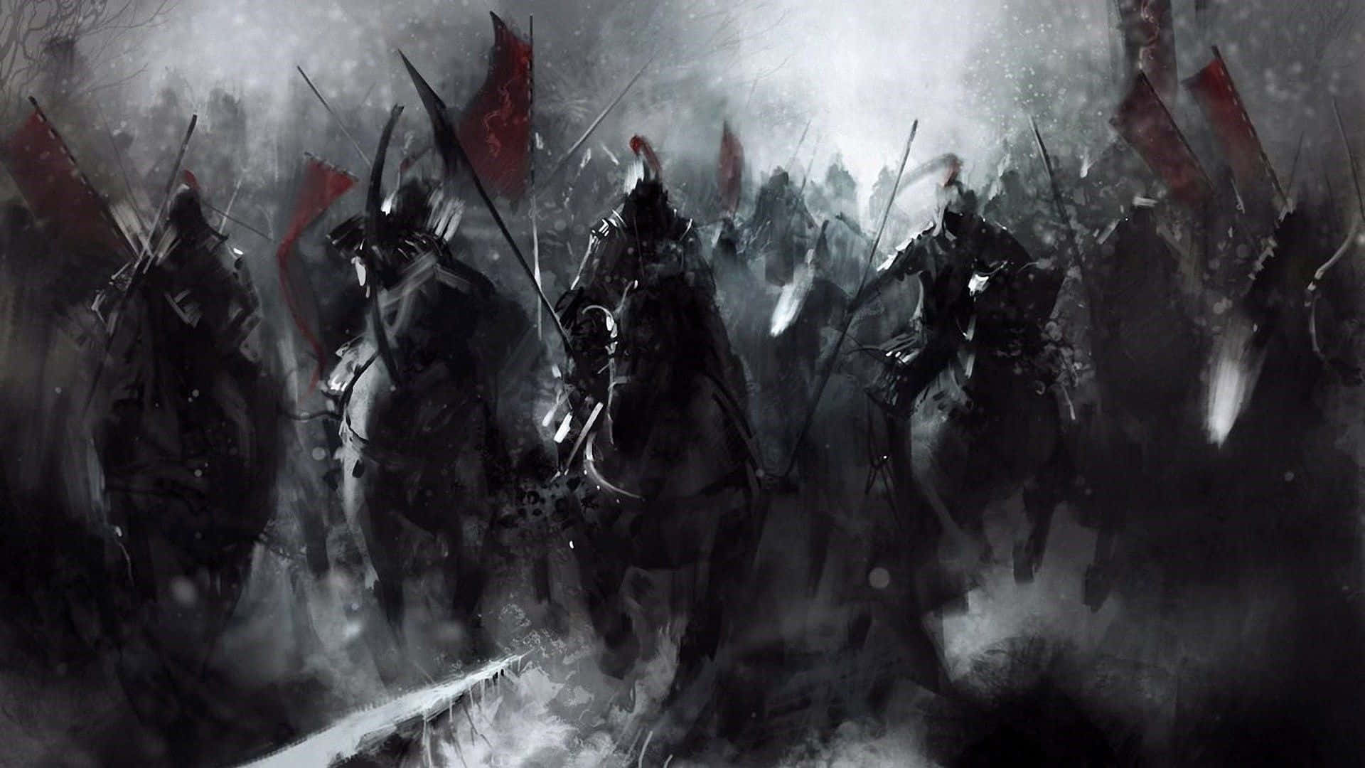 Painting Knights Horses Epic Battle Wallpaper