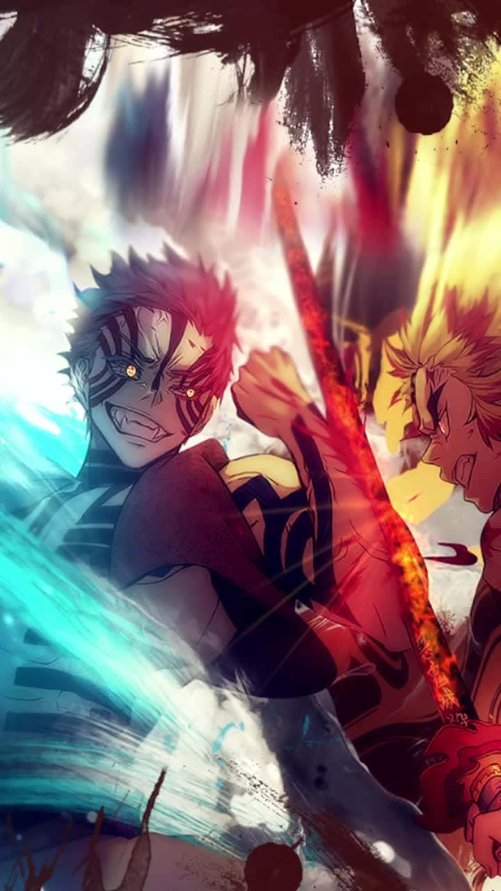 Bataille_ Épique_ Rengoku_vs_ Akaza_ Art_ Anime Fond d'écran