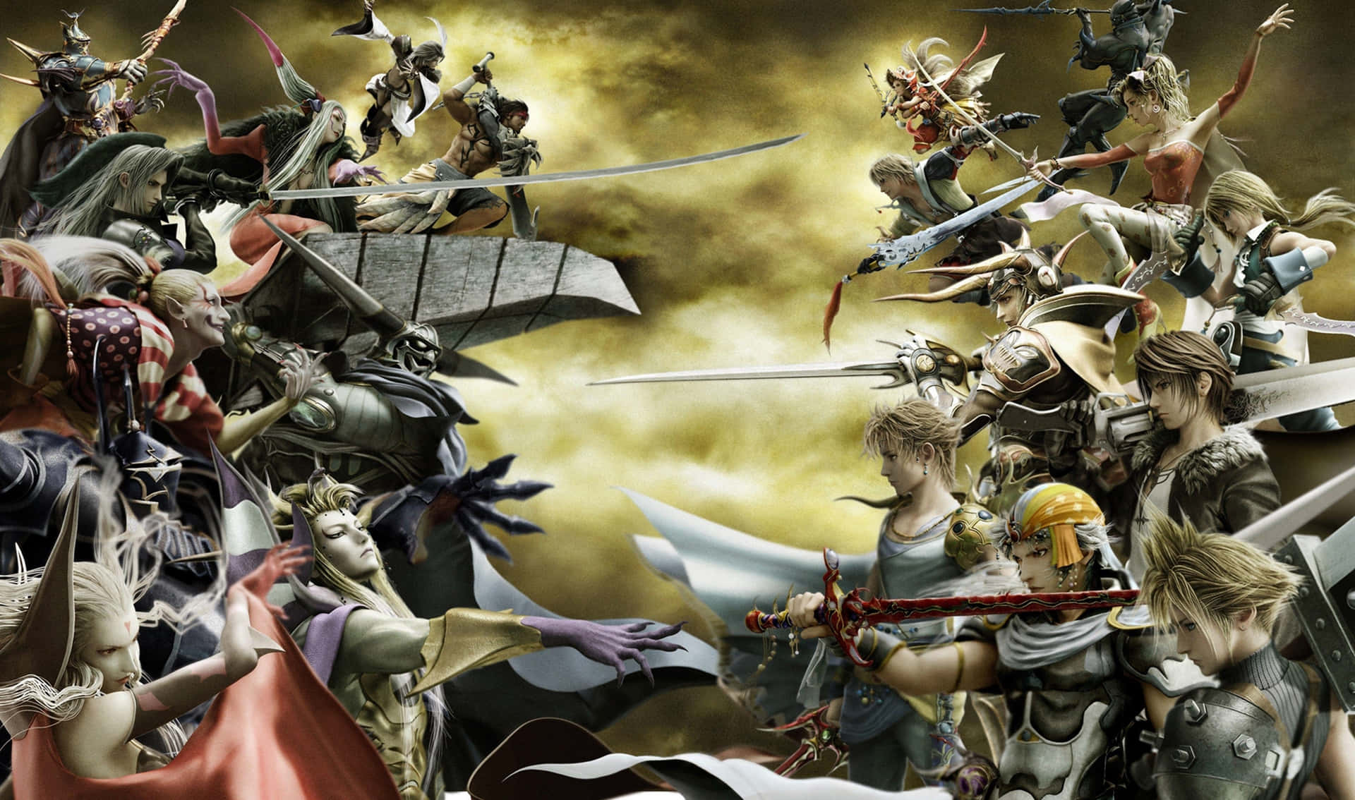Epic Battle Scene From Final Fantasy Dissidia Wallpaper