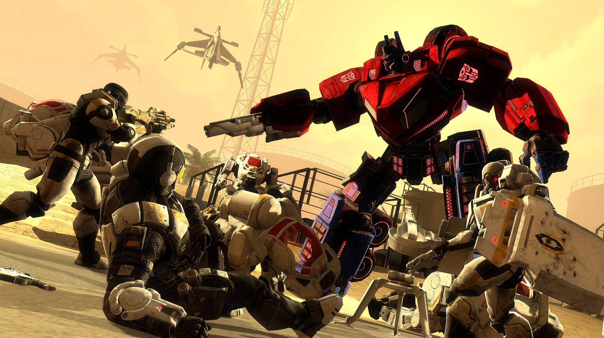 Epic Battle Scene In Transformers Prime Wallpaper