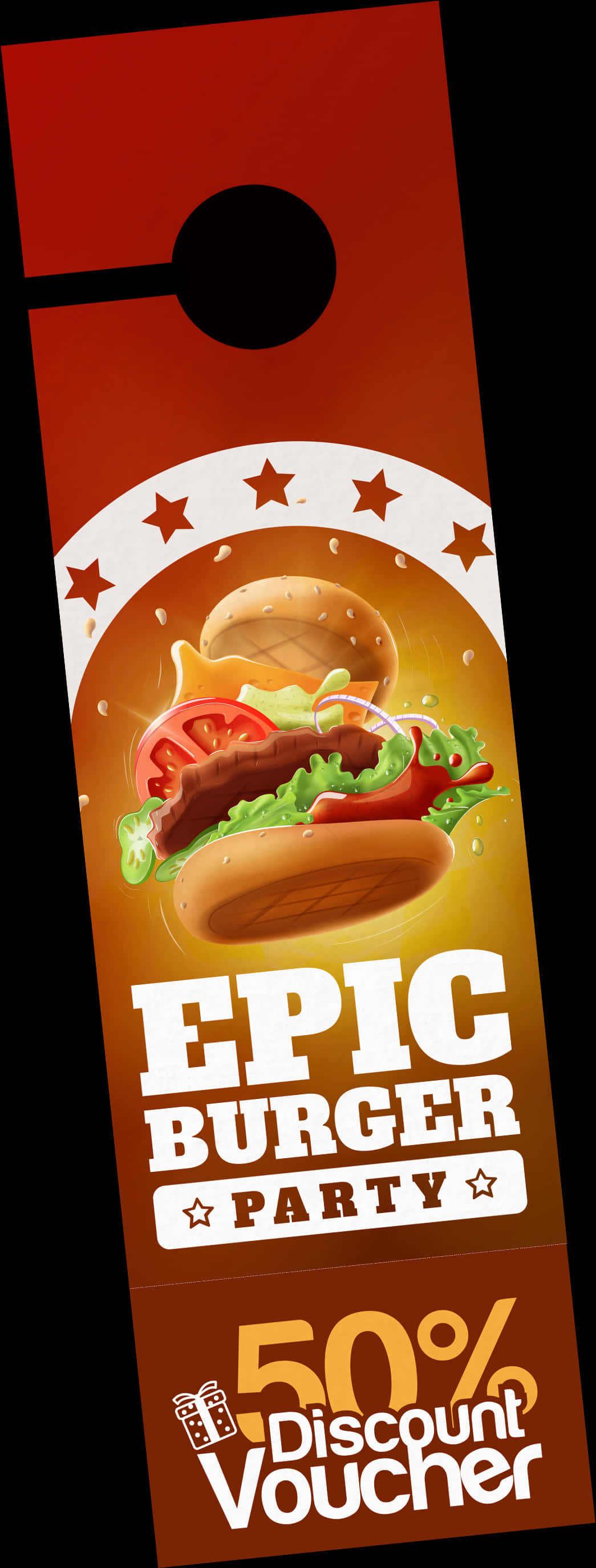 Epic Burger Party Discount Hanger PNG