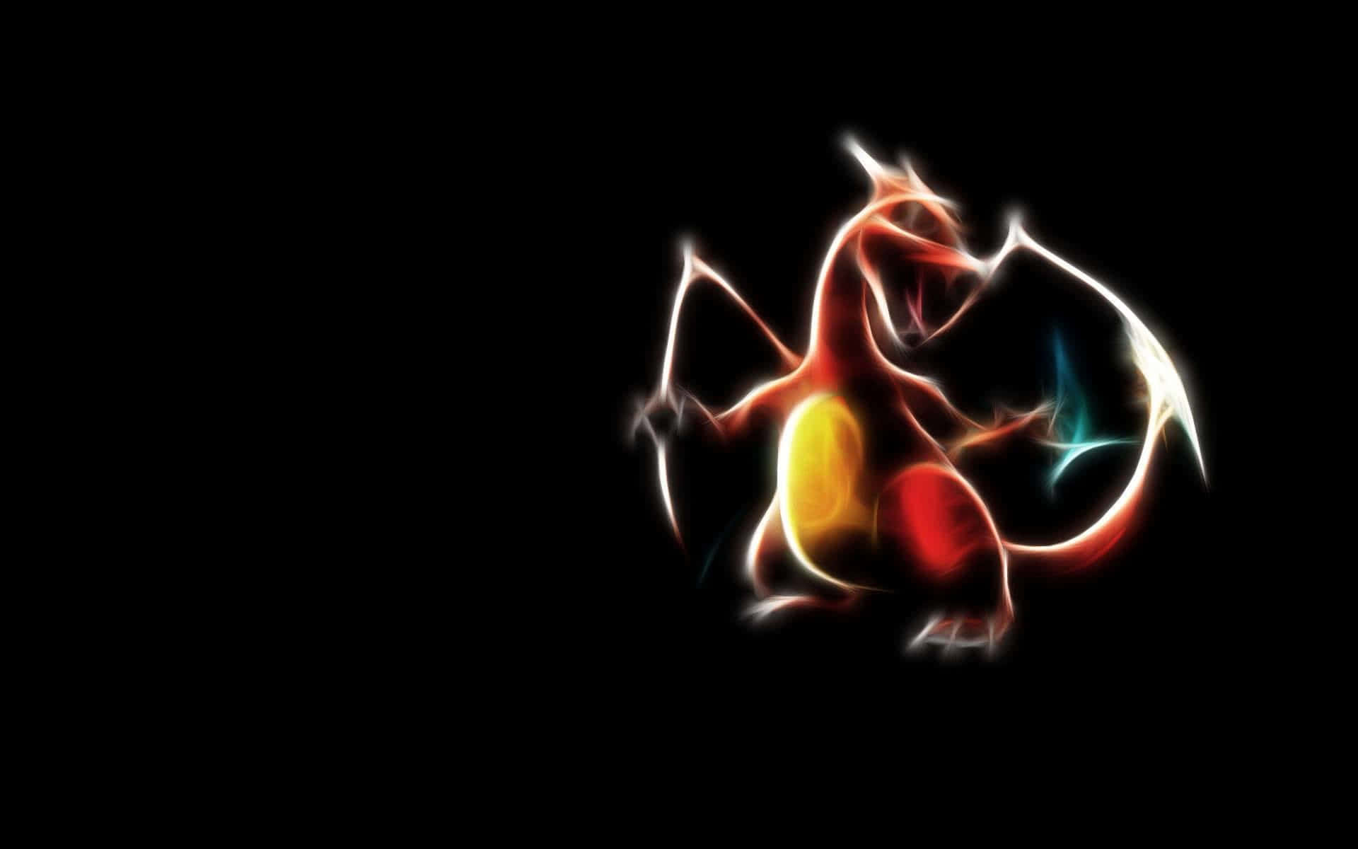 Glowing Epic Charizard In Black Background Wallpaper