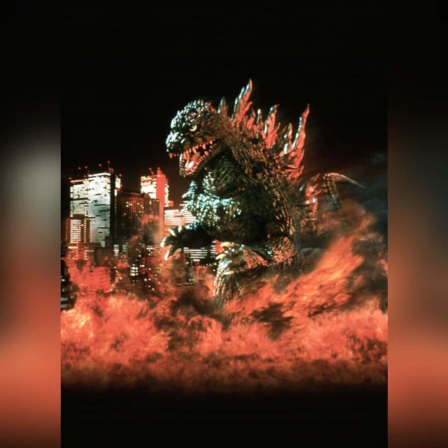 Epic Clash In Godzilla City Destruction Wallpaper