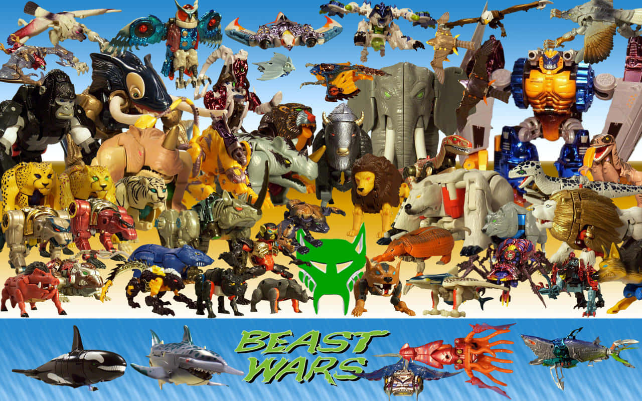 Epic Clash Of Primal Forces In Beast Wars Transformers Wallpaper