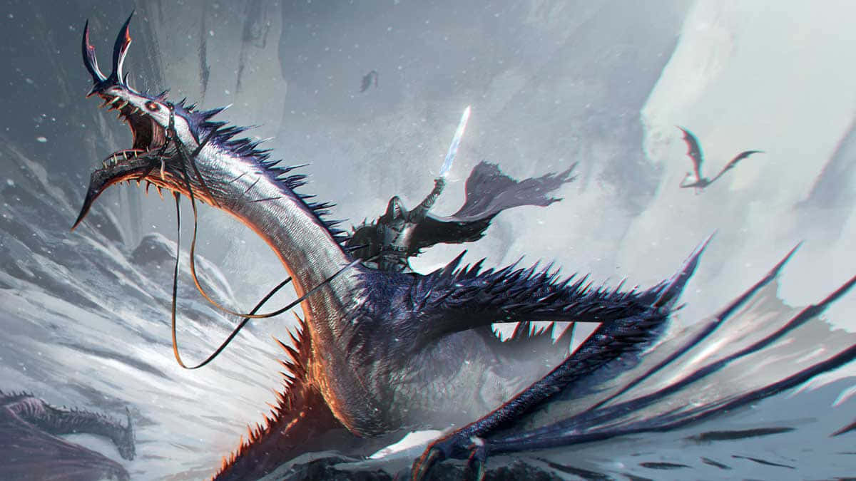 A Mystical Epic Dragon Rises From The Depths Wallpaper