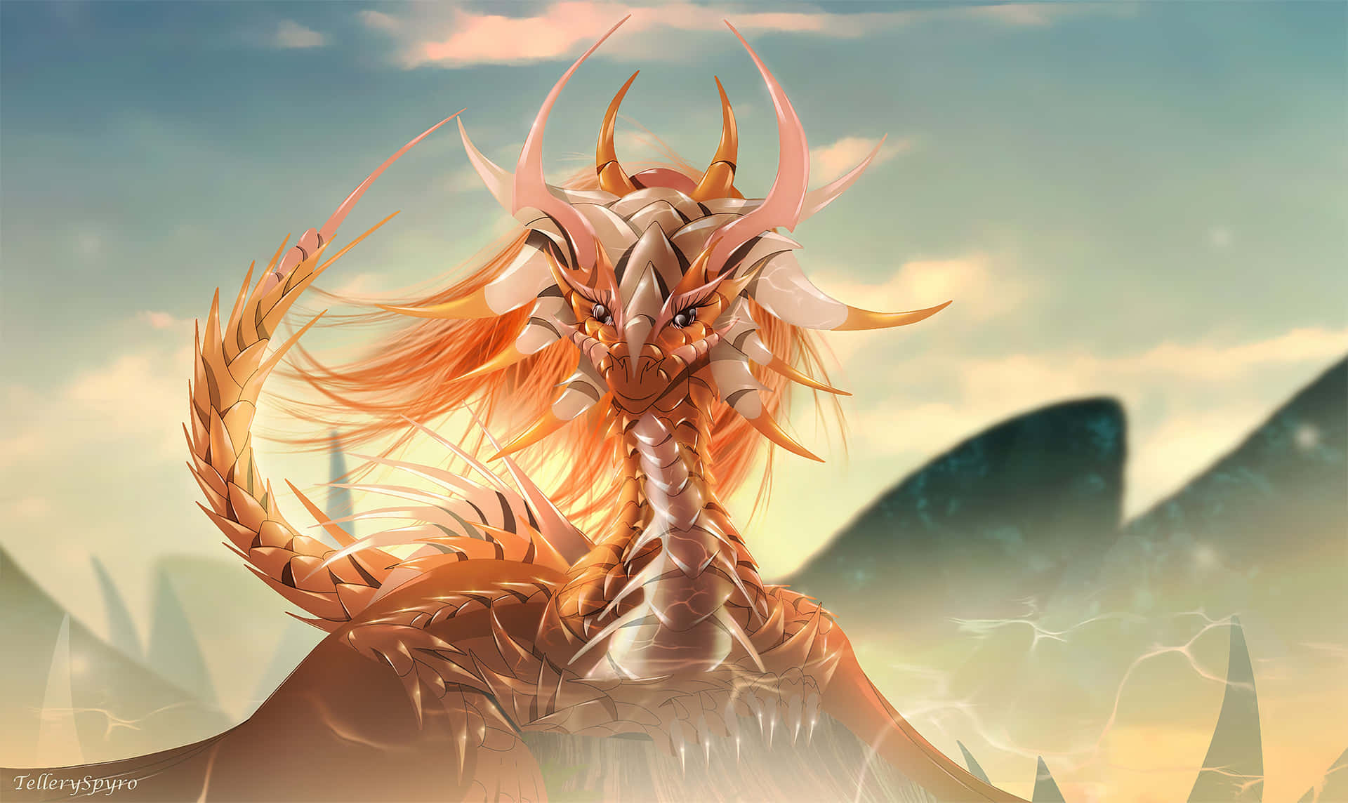 A Dragon With Long Hair And Horns Wallpaper