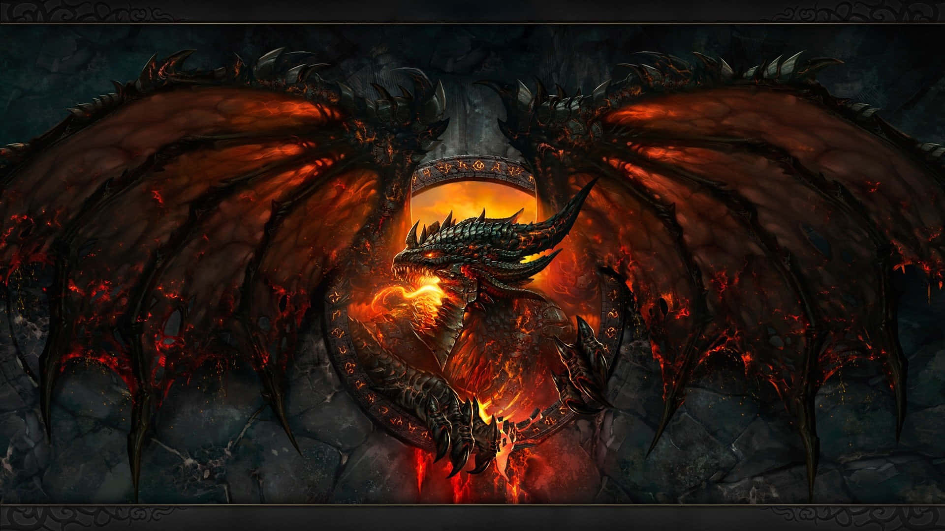 Epic Dragon flying over a mountain landscape Wallpaper