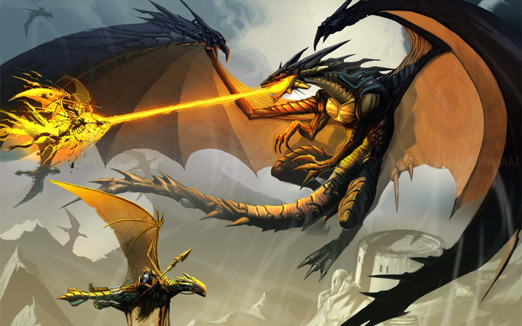 Epic_ Dragon_ Battle_ Fantasy_ Art Wallpaper