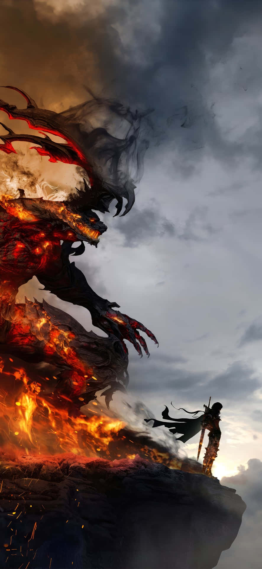 Fondo De Pantalla De Batalla Épica De Dragones Fondo de pantalla