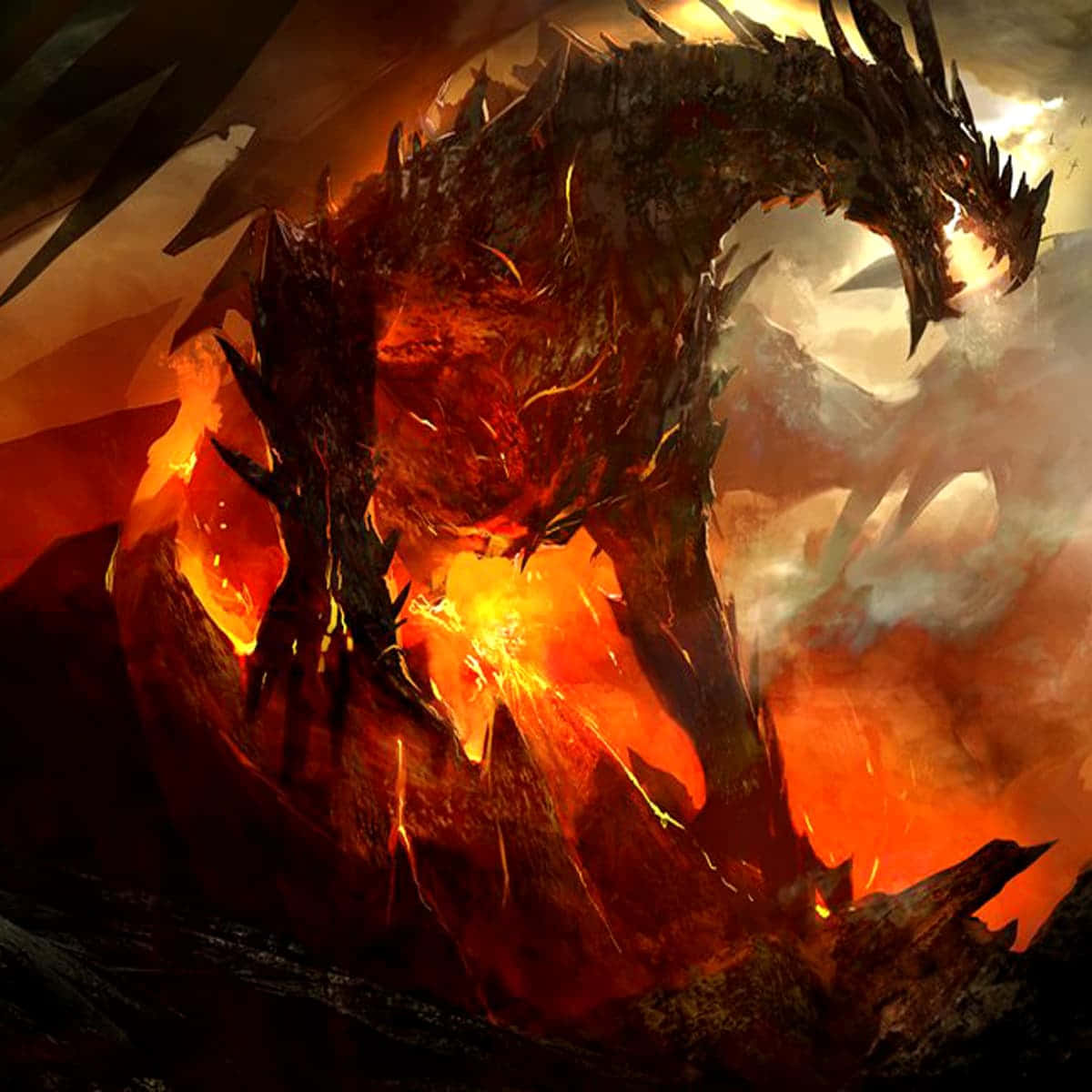Den Episke Dragon - En Flamme af Ild, Et Åndedrag og Magt af Magi Wallpaper