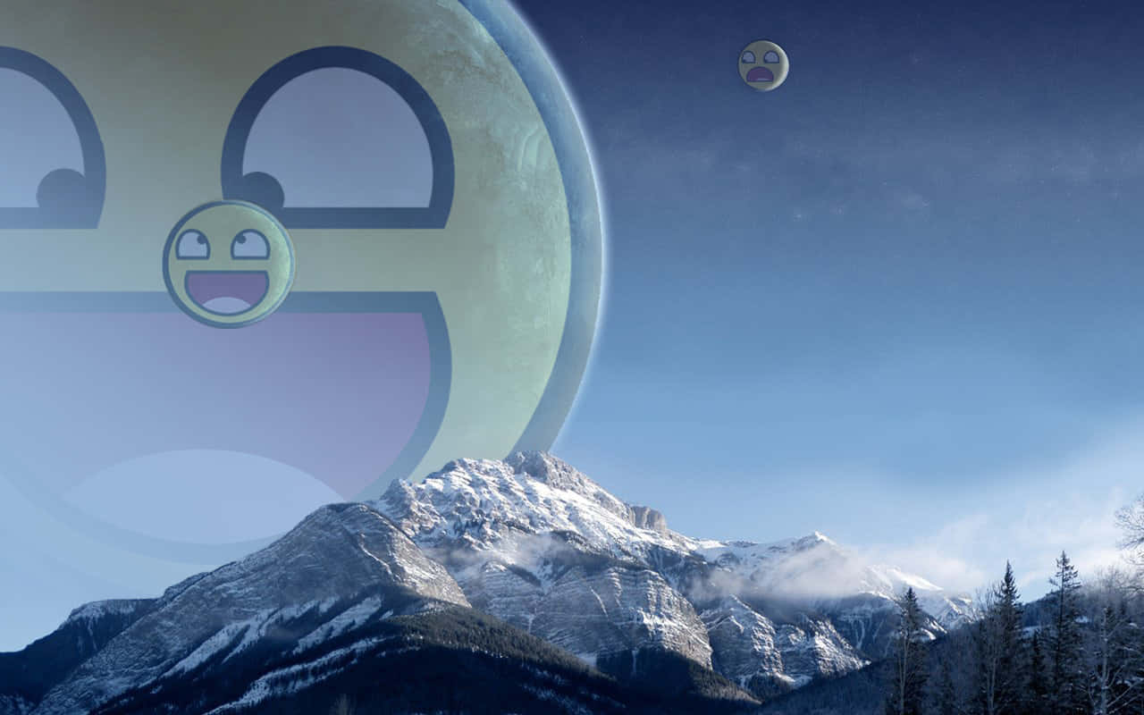 A Smiling Face With A Mountain In The Background Wallpaper