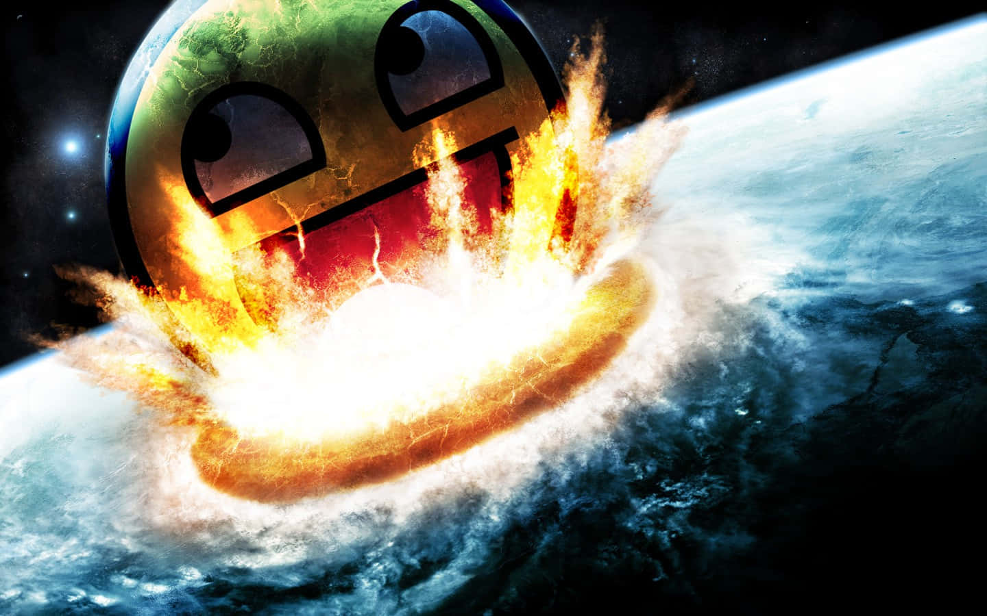 A Smiling Face With A Fireball In The Background Wallpaper