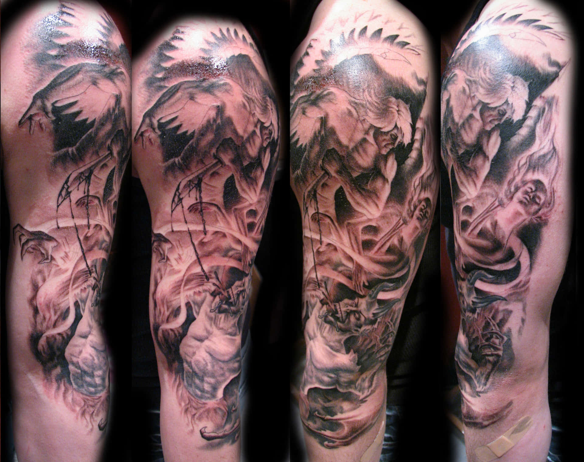 Epische Fantasie Arm Sleeve Tattoo Achtergrond