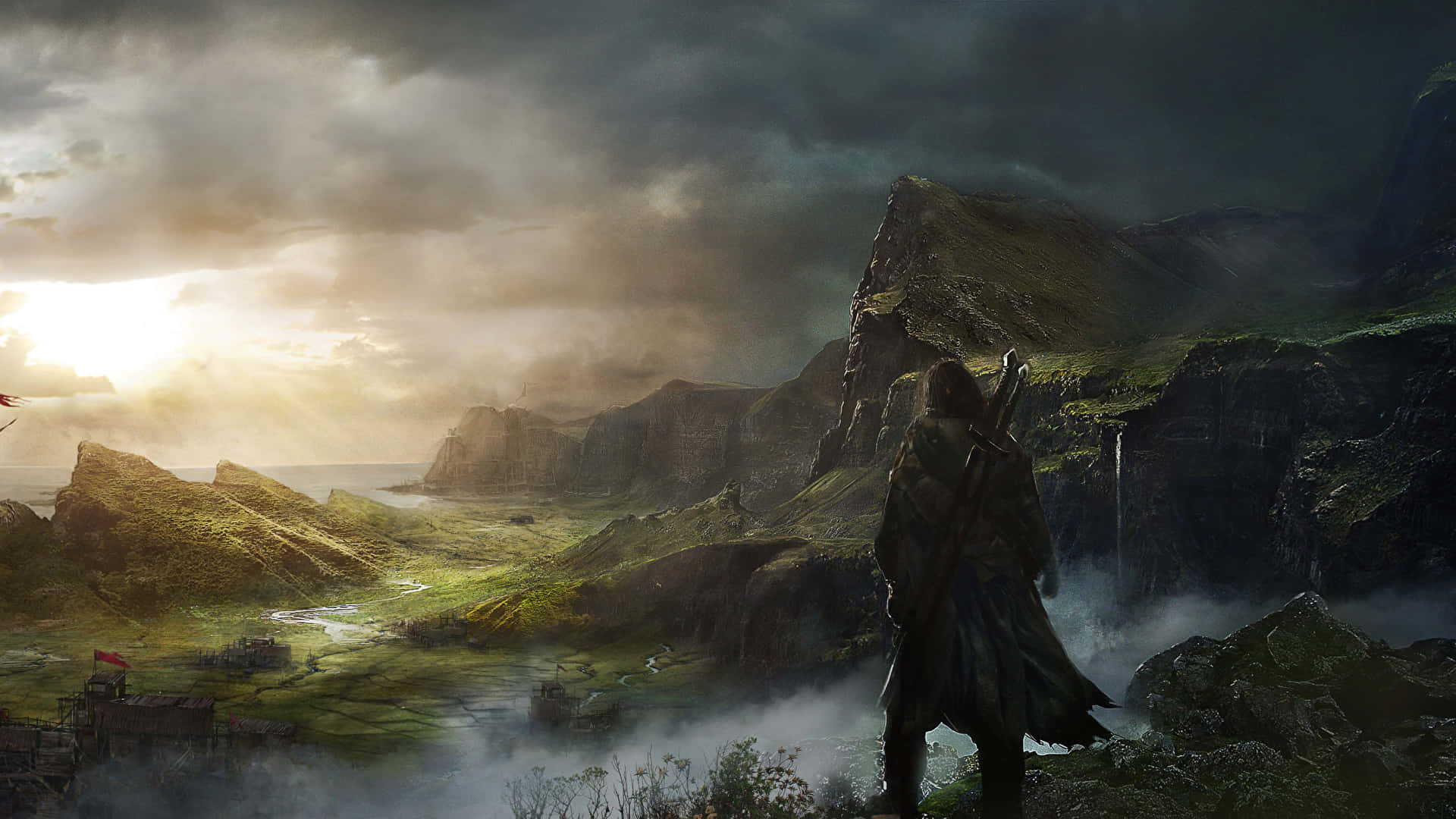 Epic Fantasy Landscape Warrior Watch Wallpaper