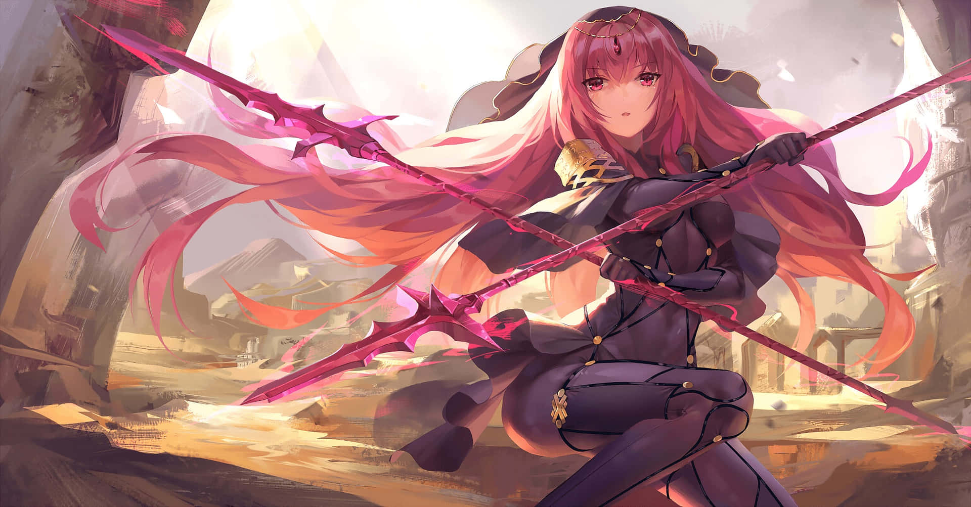 Epic Illustration Of Scathach Skadi, The Frosty Divine Warrioress Wallpaper