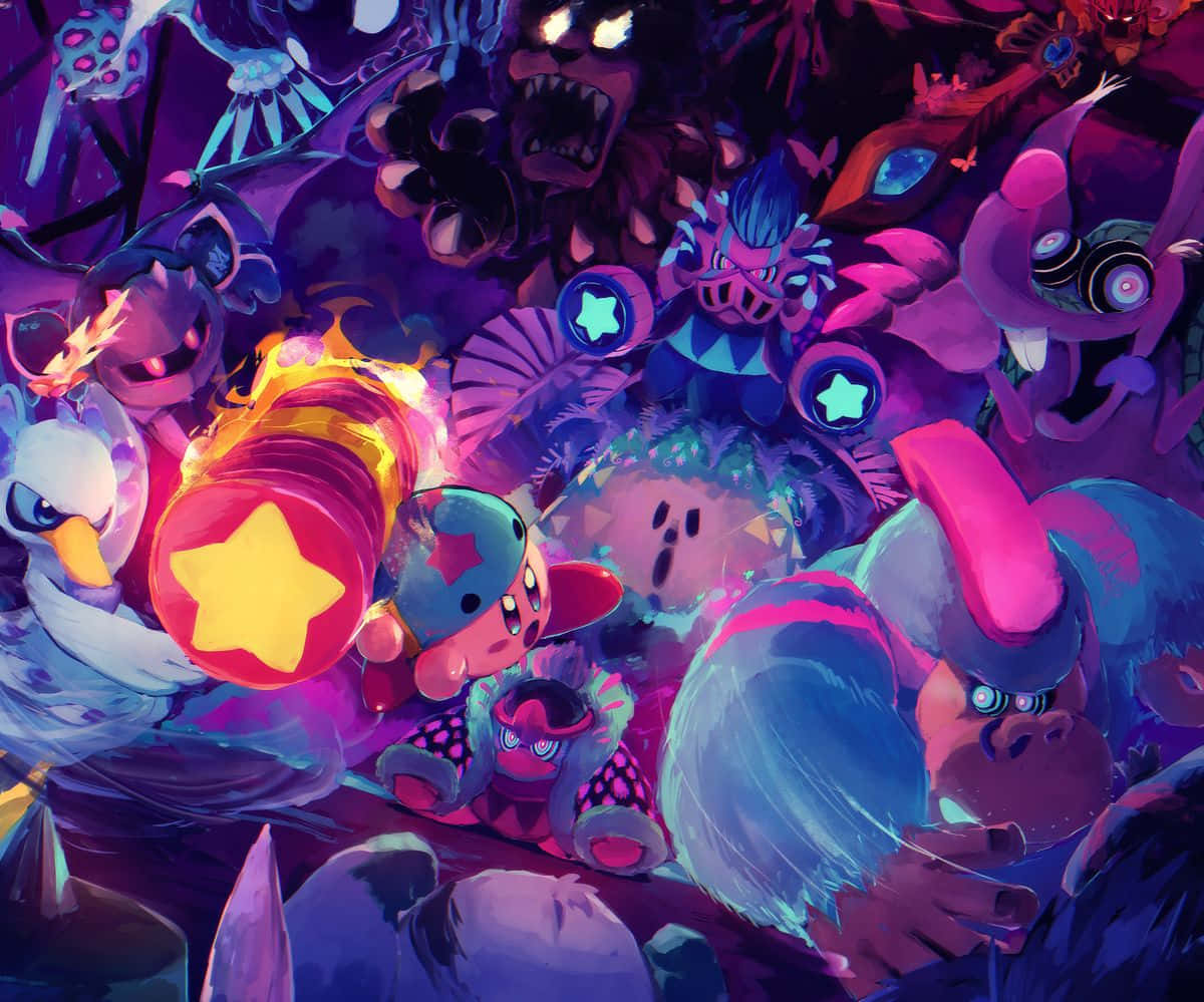 Epic Kirby Battle Artwork Wallpaper