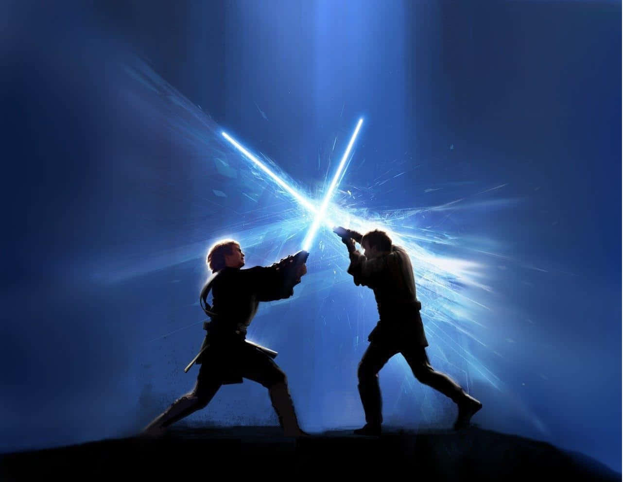 Epic Lightsaber Duel Star Wars Art Wallpaper