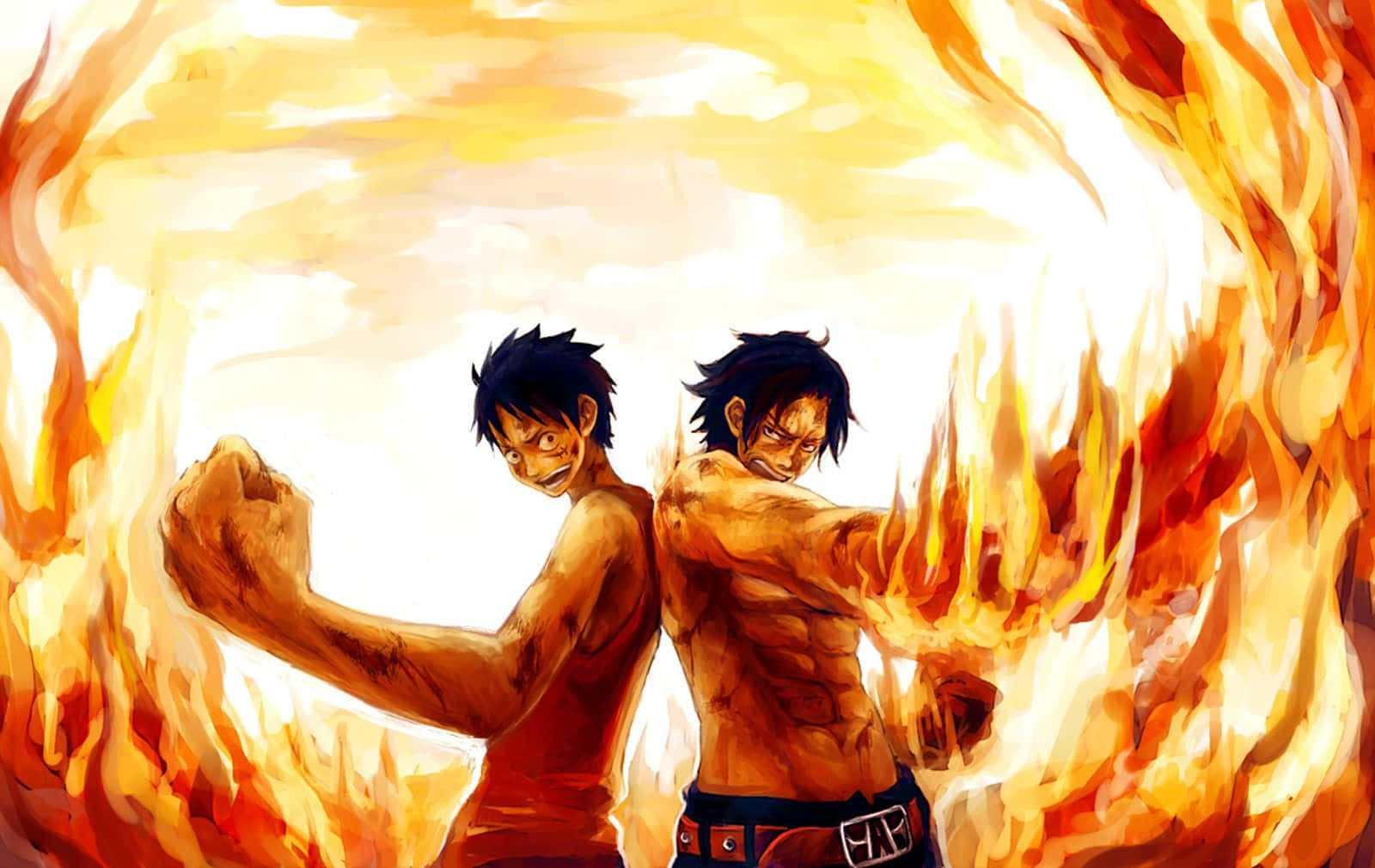 Epic Luffy And Ace One Piece Fire Wallpaper