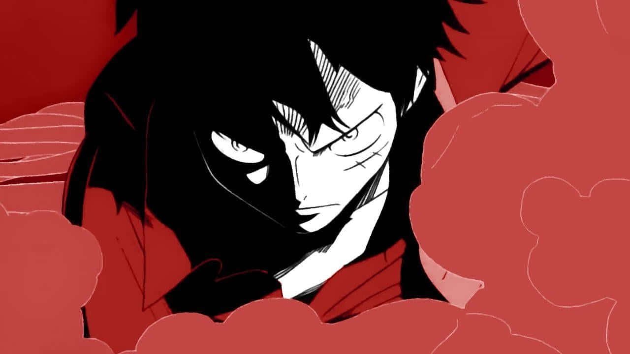Epic Luffy One Piece Black And Red Wallpaper