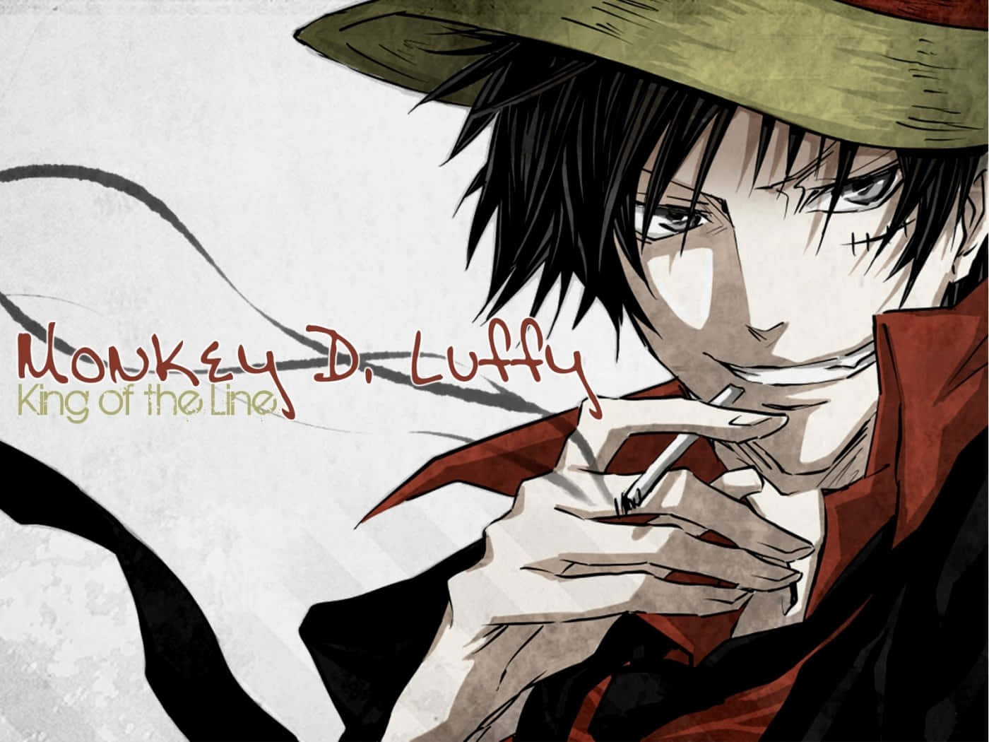 Epicluffy One Piece Cigarette: Episk Luffy One Piece Cigarette. (note: This Sentence Can Be Used As A Caption For A Wallpaper Featuring The Character Luffy From The Anime/manga Series One Piece Smoking A Cigarette) Wallpaper