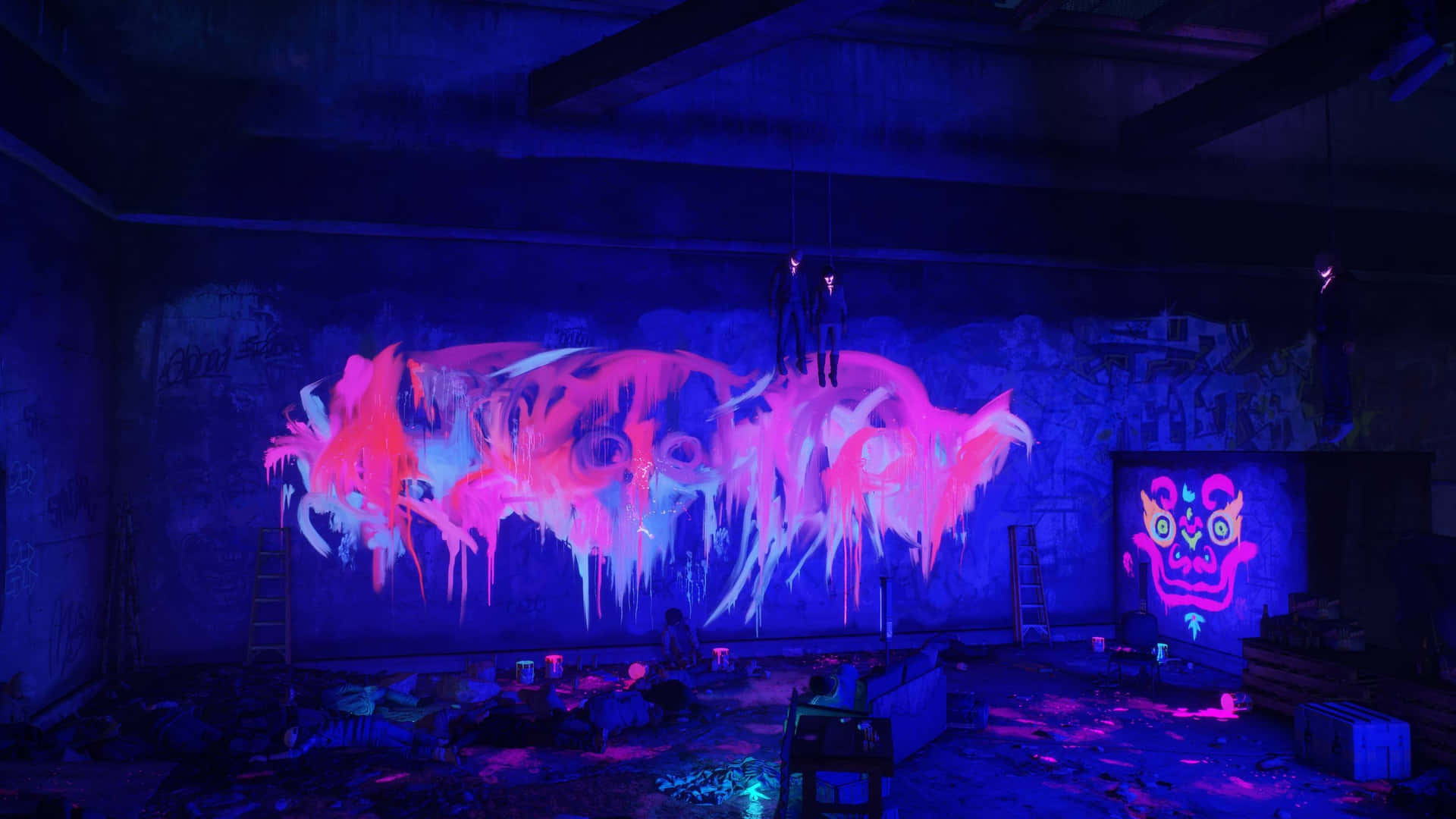 Hellefuturistische Stadtszene Mit Neonlichtern Wallpaper