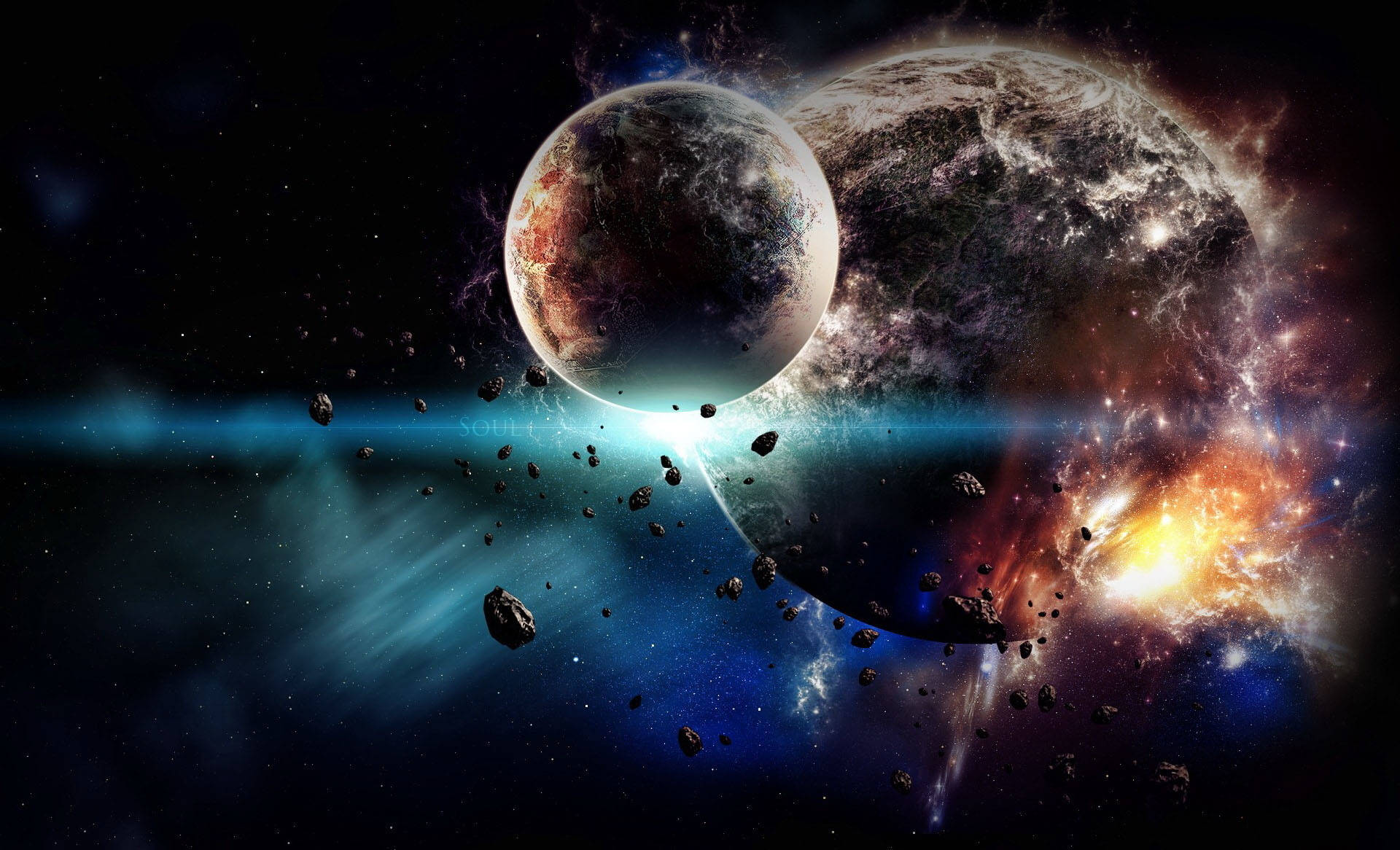 Epic planet og måne rum PC tapet Wallpaper