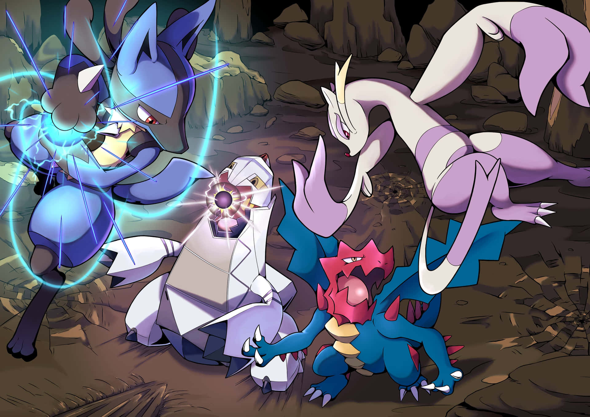 Epic Pokemon Battle Cave Scene Wallpaper