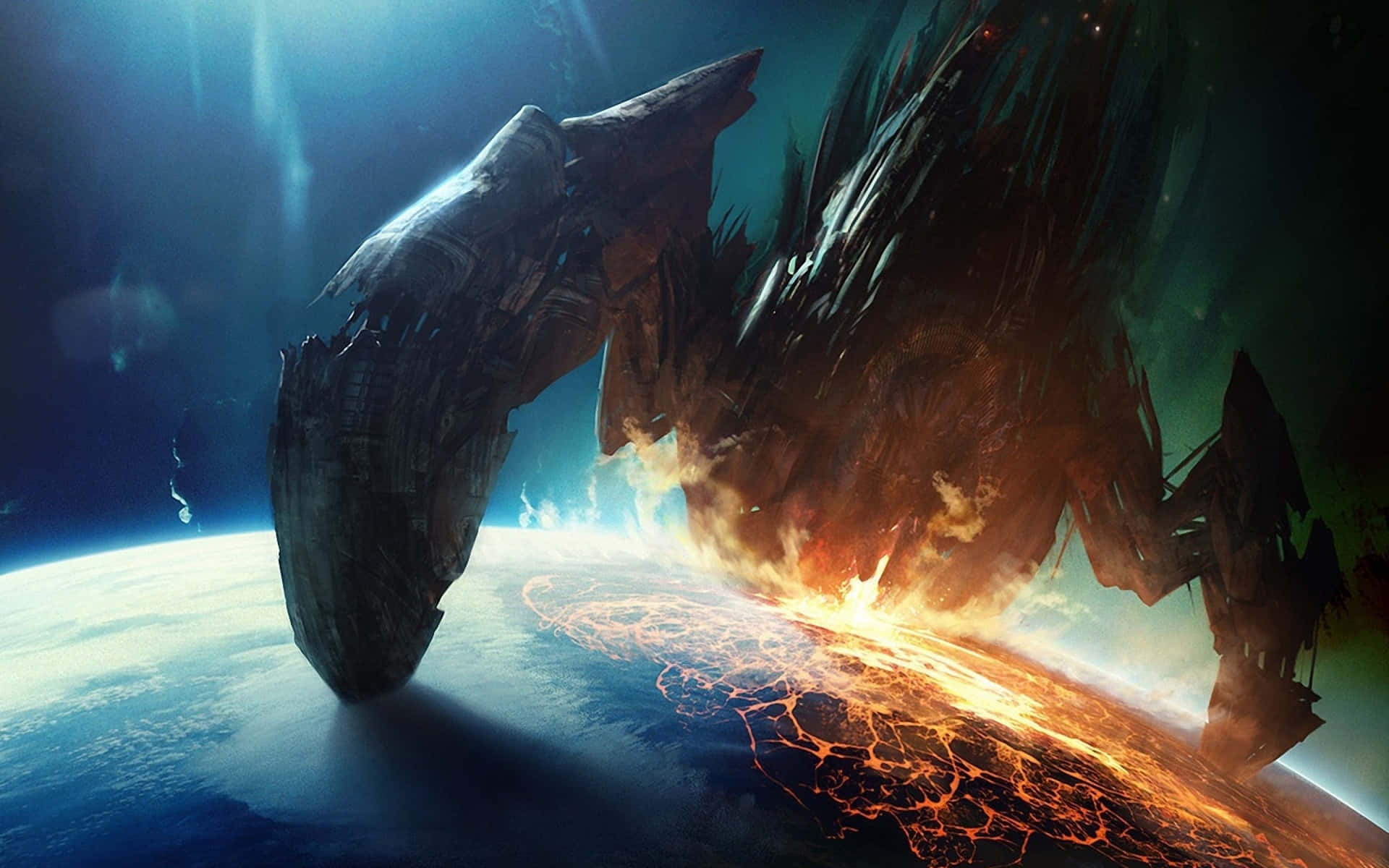 Epic Space Battle In The World Of Mass Effect Wallpaper
