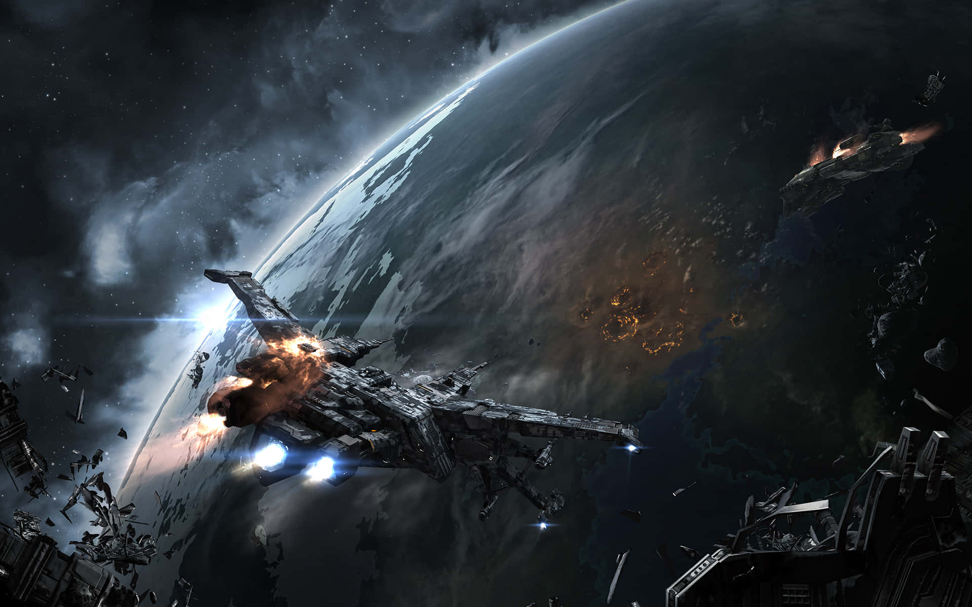 Epic Space Battle Scene Wallpaper