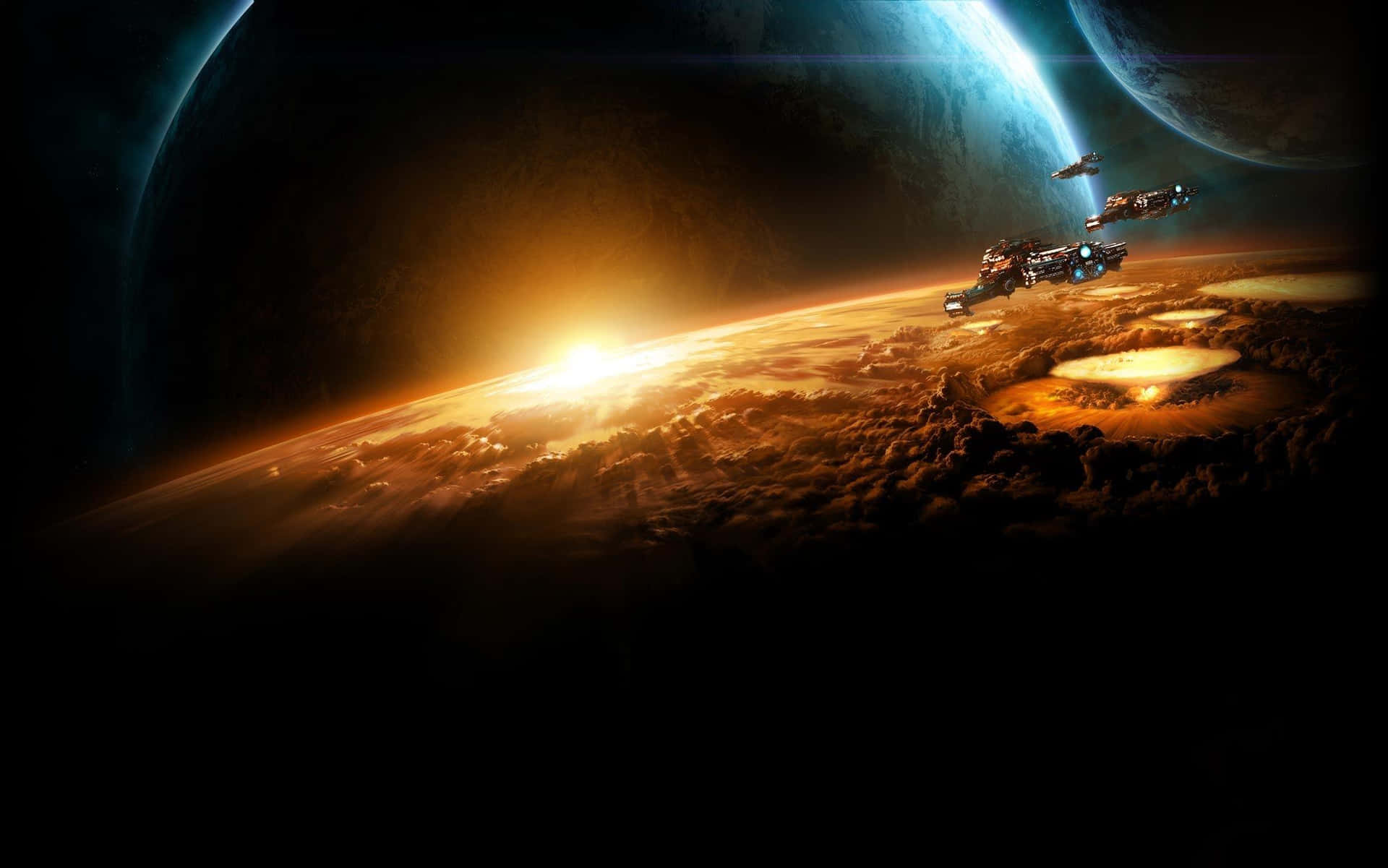 Epic_ Space_ Scene_with_ Ships Wallpaper