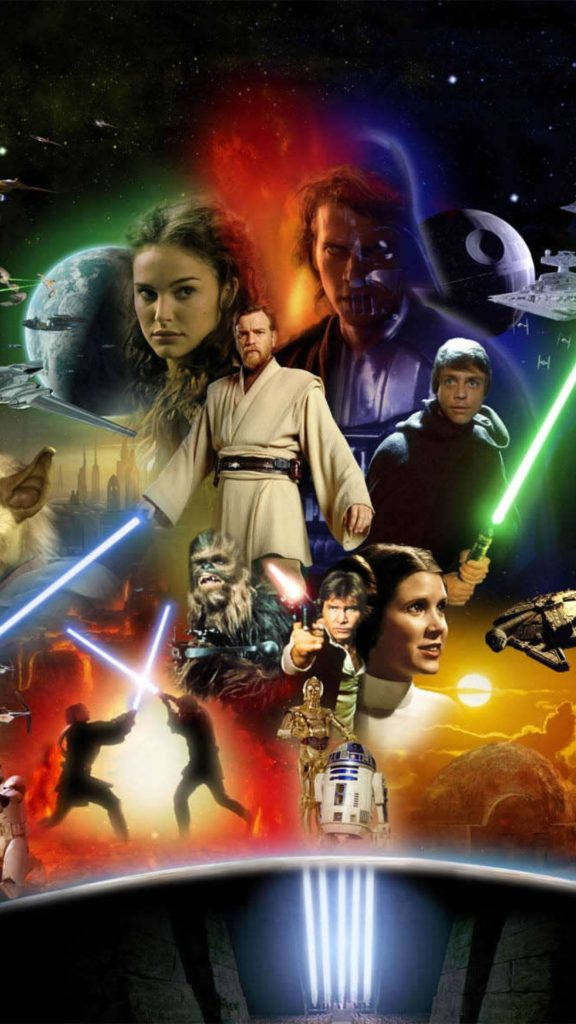 Pósterépico De Collage De Personajes De Star Wars. Fondo de pantalla