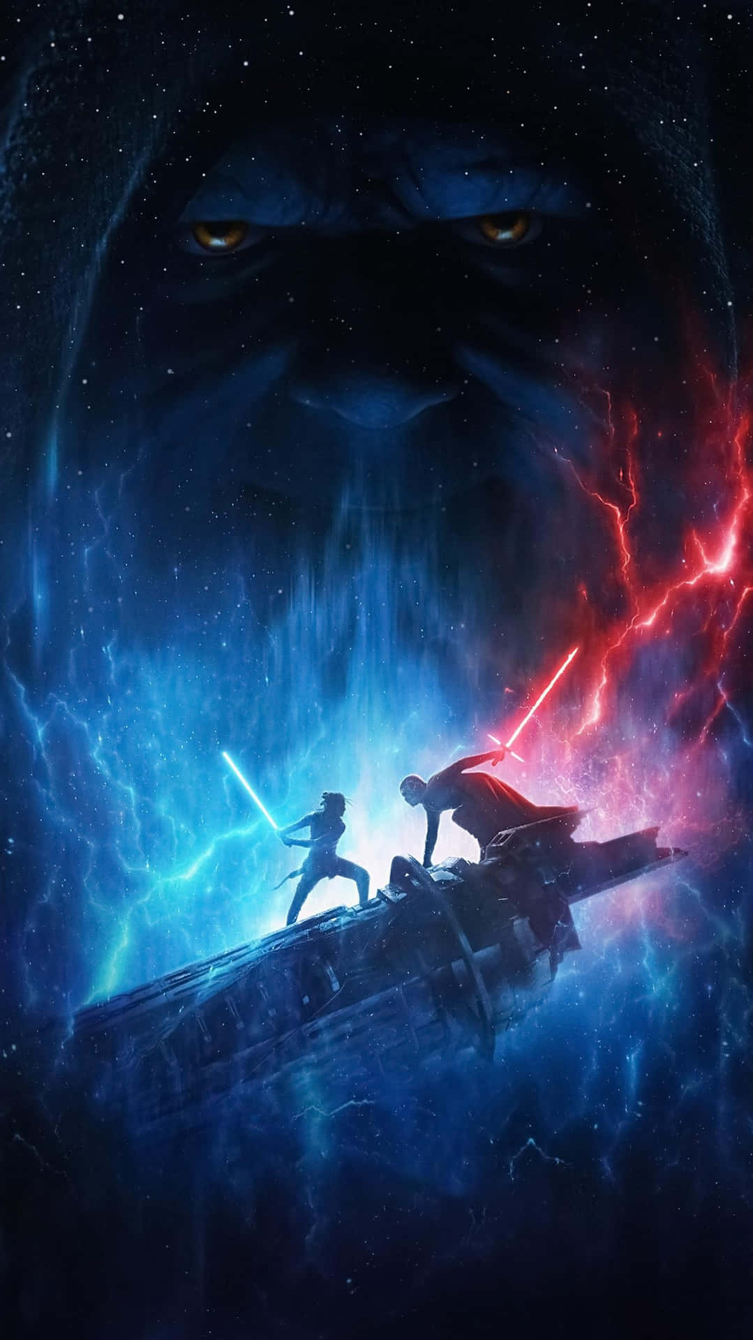 Epic Star Wars Duel Under Watchful Eyes Wallpaper