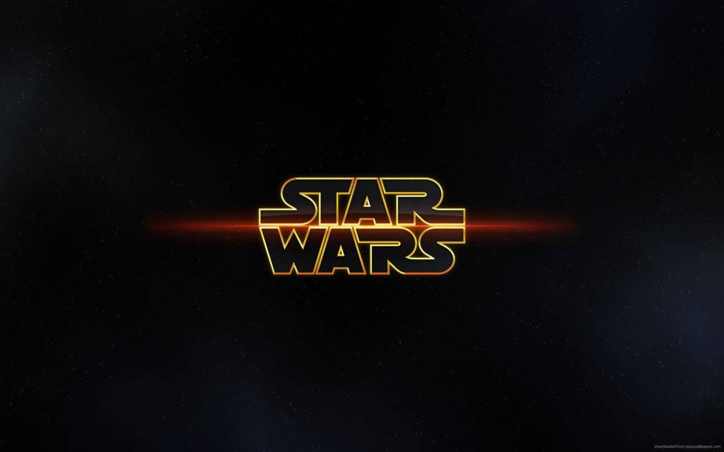 Epic Star Wars Logo Wallpaper — The iconic Star Wars logo glows with fiery orange light against a starry cosmic backdrop.