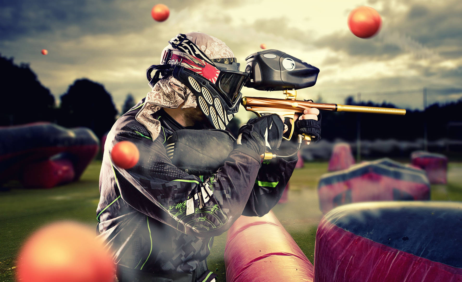 Epic Time Stopped Paintball Player Wallpaper