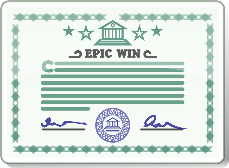 Epic Win Certificate Template PNG