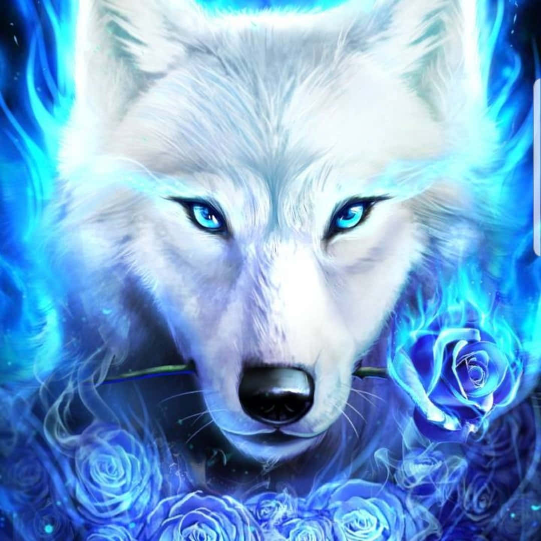 En stærk, dominerende ulv kigger ud i det vilde med en aura af magt og selvsikkerhed. Wallpaper