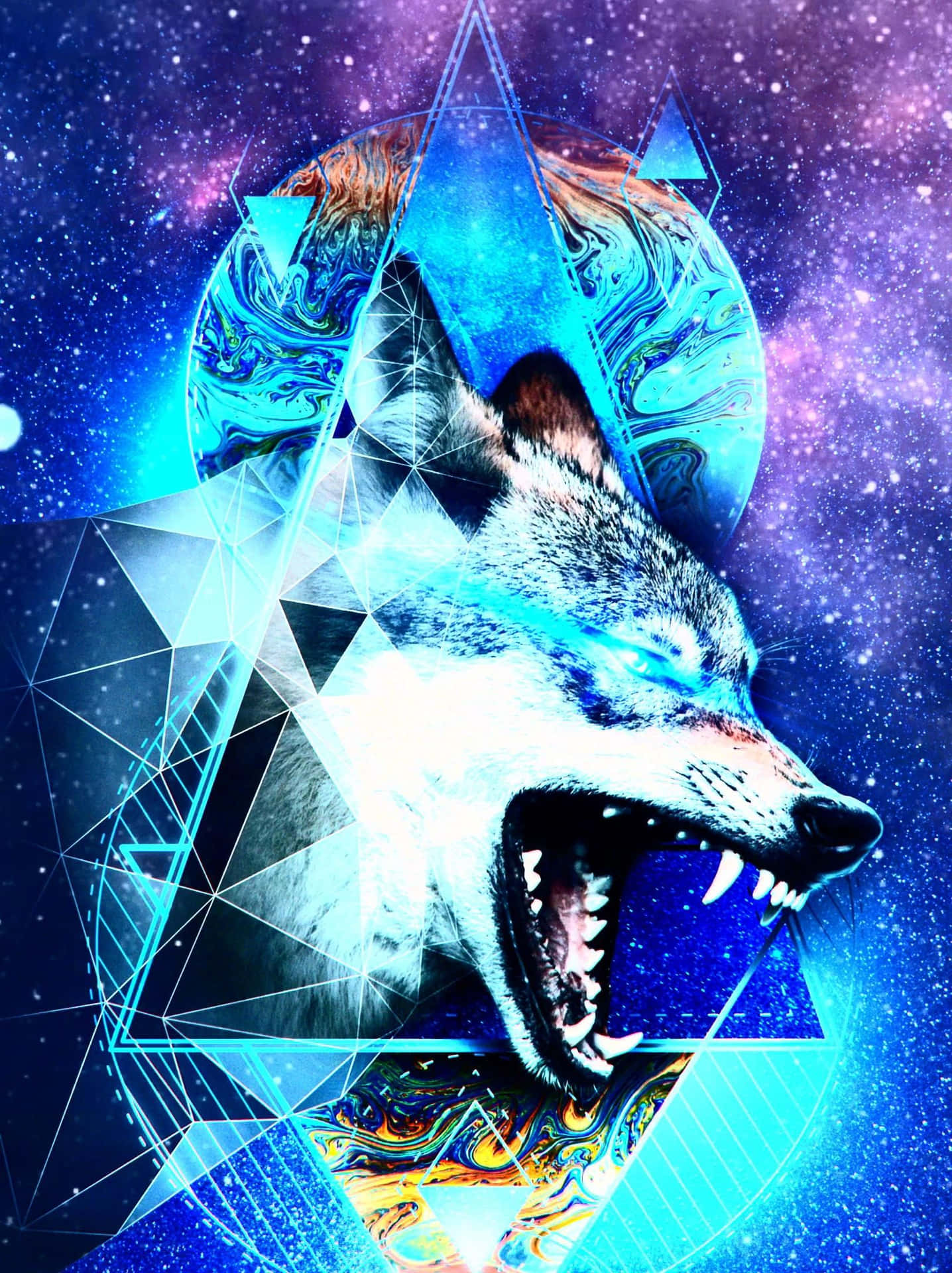 Epic Neon Wolf Wallpaper