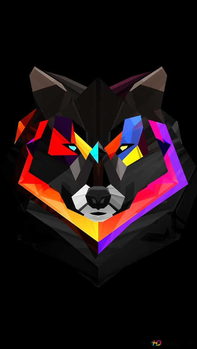 Colorful Geometric Epic Wolves Head Wallpaper