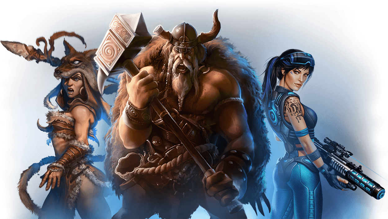 Epic_ Trio_ Fantasy_ Gaming_ Characters PNG